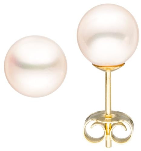 Jobo Damen-Ohrstecker aus 8 Karat 333 Gold mit Perlen 6,5 mm