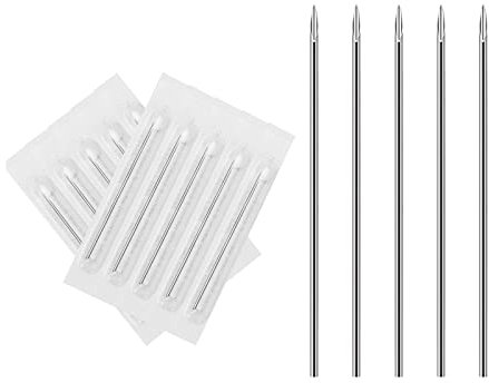 ATOMUS 10pcs 18G Body Piercing Needles Stainless Steel Sterile Disposable Ear Nose Navel Nipple Lip Piercing Needles