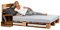 sunnypillow 140x200 cm Palettenbett mit Kopfteil Eiche Massivholzbett Bett aus Paletten Palettenmöbel Fichte europalette Fichte Eiche 80 90 100 120 140 160 180 200 220 240 x 200cm