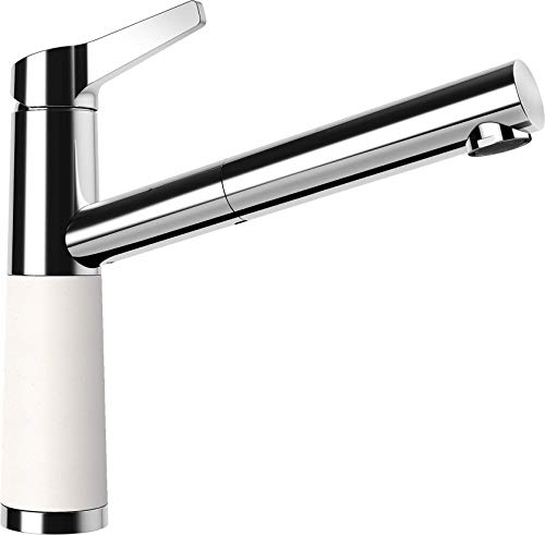 SCHOCK Küchenarmatur SC-510 Polaris – Niederdruck Armatur CRISTADUR mit ausziehbarer Schlauch-Brause und Standard Norm-Anschlüssen