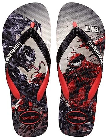 Havaianas Top Marvel Flip Flop Unisex-Erwachsene, Rubinrot, Schwarz, 4.5/5 UK