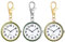 JewelryWe 3pcs Taschenuhr mit Karabiner Schlüsselanhänger Quarzuhr Analog Strass Uhr für Ärzte Krankenschwestern Sanitäter Köche Gold Weiß