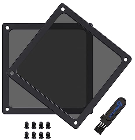 BRIEFCEC Dust Filter 140mm for Computer Cooler Fan/PSU/Routers NYLON 80 Mesh, Magnetic Frame Dust Mesh PC Cooler Filter Dustproof (NYLON, 2Pack, Black)