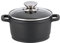 Elo Faitout en Fonte d'Aluminium 16 cm - Marmite Induction, Casserole Avec Couvercle en Verre, Noir