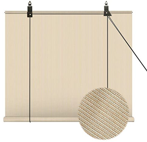 Tenda a Rullo Oscurante per Balcone,Tenda da Sole Beige per Privacy,Tenda Avvolgibile Termica Traspirante in Polietilene,per Finestre,Pergola Esterna,Decorazione Domestica (W80xH100cm/32x39in)