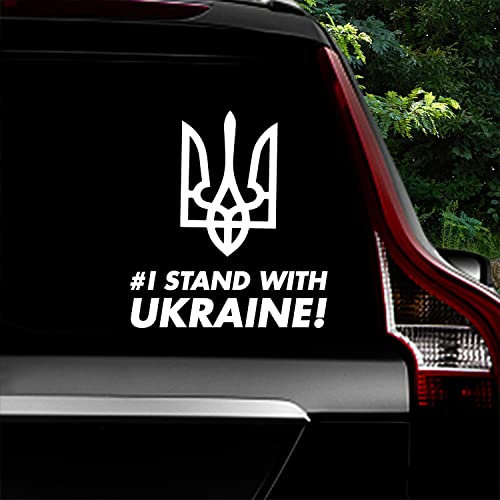 2 Stück Tryzub Ukrainisches Dreizack-Aufkleber, I Stand with Ukraine, reflektierende Auto-Aufkleber ukrainische Dekorationen für Autos Kofferraum, Stoßstangen, Wände, Fenster (reflektierendes weiß)