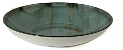 6x Suppenteller Pastateller Speiseteller Essteller Salatteller Geschirr Teller tief 25cm 130cl Türkis Braun Blau Porzellan rund Bonna Madera Mint Bloom, Mint, Braun, Blau, Grün