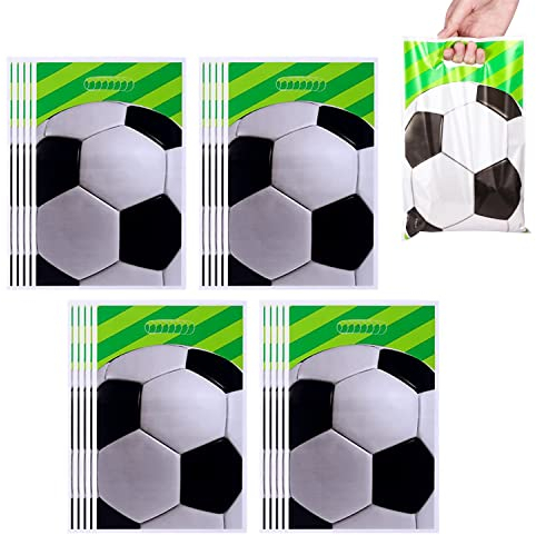20 Stück Fußball Partei Geschenk Taschen Süßigkeitstaschen Taschen Fussball Goodie Bags Fußball Thema PE Geschenktüten für Jungs Gastgeschenk Kindergeburtstags Party Deko