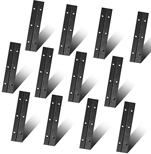 12 Pack 6 Inch Piano Hinge, Heavy Duty Continuous Hinge with Holes for Cabinets Boat Marine Door, 304 Stainless Steel 0.04 Leaf Thickness 1.2'' Open Width (Black)
