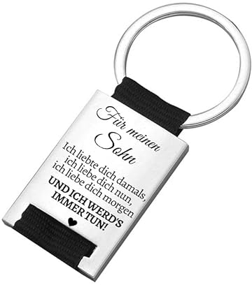 PREMIUM Schlüsselanhänger mit edler Gravur Liebesbotschaft I Glücksbringer für deinen Lieblingsmensch I Geschenk Frau & Mann Ich liebe dich und ich werde es immer tun (Sohn)