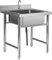 Natliedop Fregadero para Hostelería Fregadero individual con soporte Fregadero de acero inoxidable Fregadero multiusos con grifo de agua fría, lavamanos para cocina Lavadero Garaje exterior