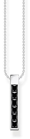 Thomas Sabo Damen Kette mit schwarzen Steinen Silber, aus leicht geschwärztem 925er Sterlingsilber, Länge 45cm, KE2113-643-11-L45V