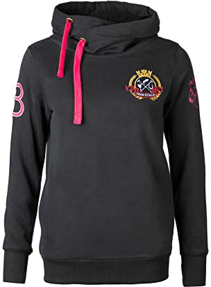Rydale Ladies Emblem Hoody Women's Cotton Hoody Overhead Cross Neck Embroidered Hooded Jumper 2 Colours (Black, 12)