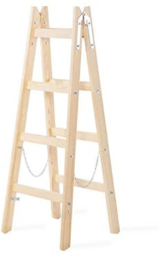 PROREGAL Wood Double Giraffe Holz-Sprossen-Stehleiter mit Sicherheitskette | 2x6 Sprossen | HxB 192x56x122cm | Leiter, Trittleiter, Bockleiter, Sprossen-Doppelleiter, Stehleiter