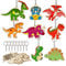 PATAZOK 16Stück Dino Schlüsselanhänger Kinder,Dinosaurier Holz zum bemalen,Bastelset Kinder Dino schlüsselanhänger basteln Handwerk anmalen Schlüssel Anhänger für Weinachts Geschenke Dino Party