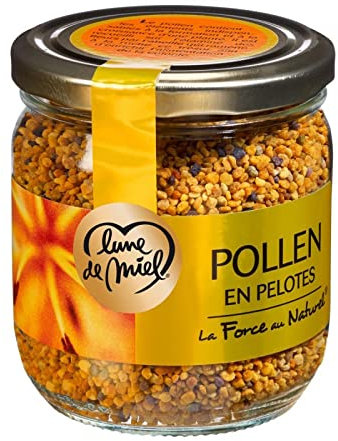 Lune de Miel - Pollen frais en pelotes - Riche en protéines et nutriments - Pot en verre de 250g pour une utilisation quotidienne - Idéal pour un petit déjeuner sain et - Lot De 3 - Vendu Par Lot