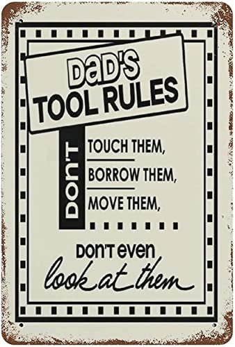 20 x 30 cm (20 x 30 cm) Dad'S Tool Rulesouthousegarageign Garage Homeposter Tinign Wall Art Decor Metal Sign Posteres