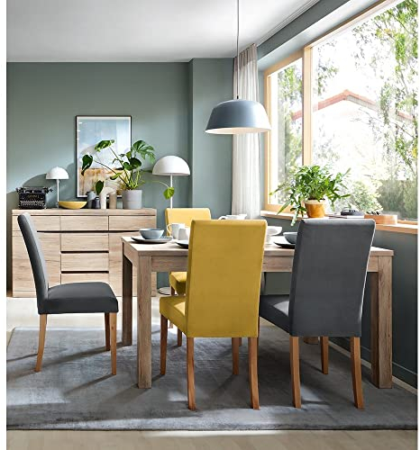 Lomadox Esszimmer Set Sideboard Anrichte Türen Schubkästen grifflos und Esstisch erweiterbar Auszug ausziehbar 140-180 cm in Eiche Nb. Wenge braun