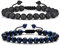 TINGN Herren Armband - Schwarze Lavastein Perlen, Verstellbar - Inspirierendes Geschenk für Männer