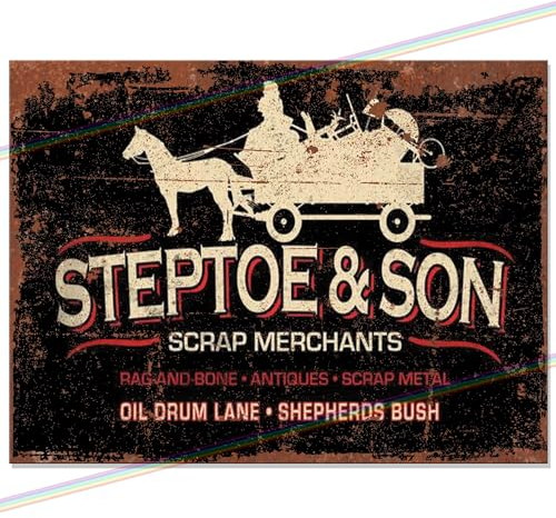 Steptoe & Son Beer Metal Bar Sign Father's Day Gift Accessories Home Pub Outdoor Garden Wall Plaque Man Cave Kitchen Garage Gift Funny Retro Vintage Signs Vintage Memorabilia UK 20cm x 15cm