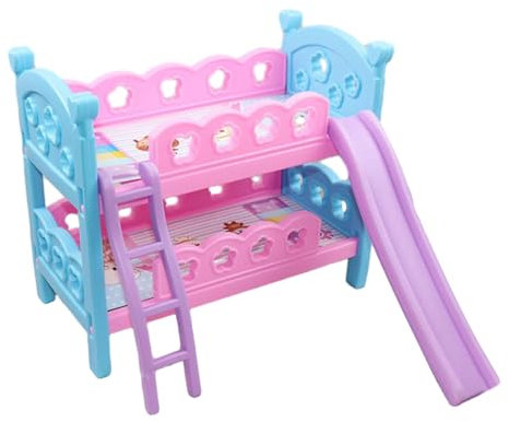 Baoblaze Puppenetagenbett, Doll Bunk Bed, Puppen Bett, Puppenhochbett 30 cm, Puppen-Etagenbett mit Leiter, Puppenbett Dekoration, Doll Mini Double Layer Bed Pretend Play für Puppenhaus Dekor