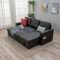 Panana L Shaped Corner Sofa Bed, 3 Seater Pull Out Sofa Bed Sleeper with Hidden Storage and Reversible Chaise, Black Faux Leather