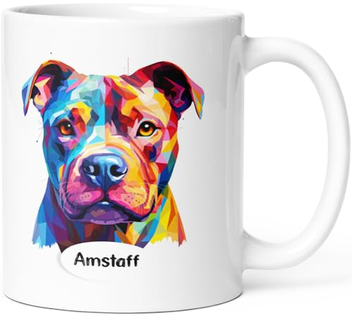 Mug Chien American Staff Tasse Message Humour drôle Race Animaux. Idée Cadeau Original et Beau Ami Homme Femme Enfant Collègue pour Anniversaire Noël St Valentin. Souriez dès le Réveil.