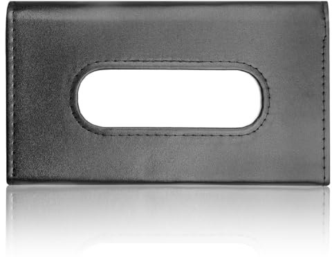 Car Sun Visor Tissue Holder, GLADFRESIT PU Leather Sun Visor Napkin Holder - Car Tissue Organizer Box (Black)