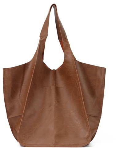 EVEOUT Women Soft Leather Tote Bag Large Capacity Bucket Handbag Hobo Shoulder Bag Big Pu Leather Work Travel Shopping Bag