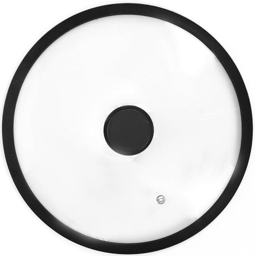 Silicon Glass Lid for Pot,Pan,Skillet Fits 8(20CM) Cookware Silicon lid Dishwasher Safe, Replacement Lid Vented Tempered Glass with Heat Resistant Silicone Rim By HR Huare Technology, Black,1 Pack…