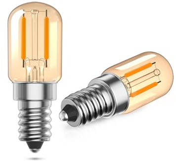 TobeBright 1W E14 LED Glühbirnen, Vintage Bernstein Glas Warmweiß 2200K Weiches Licht, T22 Rohrförmig E14 SES LED Filament Lampen, Mini LED Glühlampe, 10W-15W Äquivalent, Nicht Dimmbar, 2 Stücke