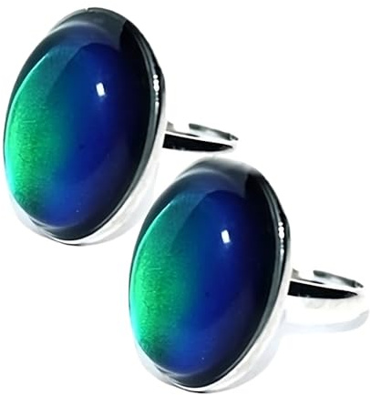 blinkee Pack of 2 Vintage Adjustable Oval Mood Ring Chart Included