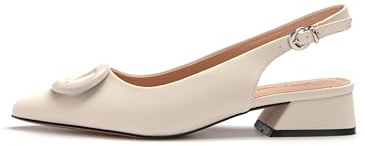 Rio Fiore Tacones, Zapatos con Tira Trasera, Blanco, Amarillo, 2.5 cm Tacón Bloque, Imitación de Cuero, Zapatos Destalonados, ML682-0716-1