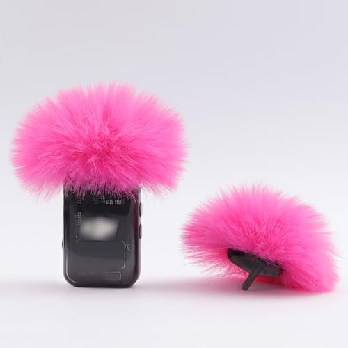 LEFXMOPHY OSMO POCKET 3 Windscreen for DJI MIC 2 (2024) / DJI2 Wireless Microphone Hot Pink Furry Wind Muff Deadcat Foam (Not for Dji Mic 1 2023), 2-Pack