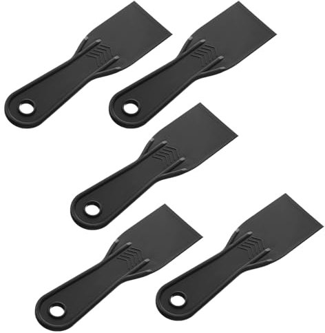 Lot de 5 couteaux à mastic en plastique noir de 5,1 cm pour coller les cloisons sèches, les murs, les racloirs pour le rebouchage