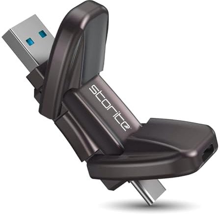 Storite Externer SSD-USB-Stick 512 GB Hochgeschwindigkeits-SSD bis zu 1050 MB/s Speicherstick 2-in-1 Typ C+ USB A 3.2 Gen2 Solid State Drive für Android/Tablet/PC/Larptop/Mac (schwarz)