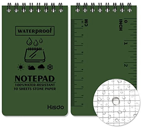 PTILSERY Stone Paper Taccuini impermeabili Notepad Pocket Notebook All-Weather Memos Carta Bianca Notepad Notebook Verde