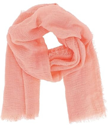 stylx Einfarbiger Schal Damen 20% Baumwolle 80% Viskose mit Fransen - Moderne und Fashion Damen Stola - Langer und Rechteckiger Tuch 180 cm x 90 cm - Dünnes und Weiches Schaltuch gecrept (lachs)