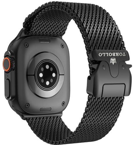 Stainless Steel Mesh Loop with Parachute style Buckle for Apple Watch | Metal Strap for Series 11/10(46mm), Series 9/8/7(45mm), Series SE3/SE2/SE/6/5/4(44mm), Series 3/2/1(42mm), Ultra 3/2/1(49mm)