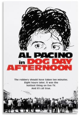 ZHXIAOLDE Dog Day Afternoon Movie Poster Dekorative Malerei Leinwand Wandkunst Wohnzimmer Poster Schlafzimmer Malerei,Wandkunst Bilddruck Moderne Familienzimmer Dekor 08x12inch(20x30cm)