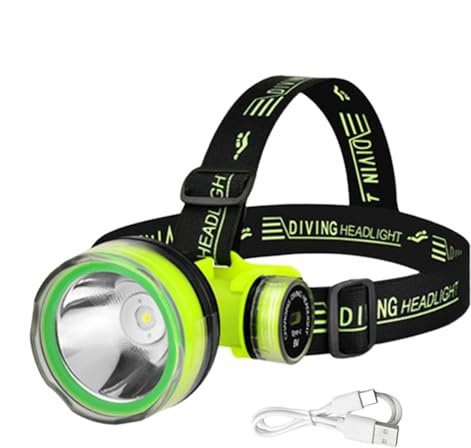 Linterna frontal de buceo, linterna frontal LED recargable, linterna impermeable IPX8, manos sumergibles, luz de buceo, lámpara de visión nocturna en aguas profundas, equipo de buceo alimentado por