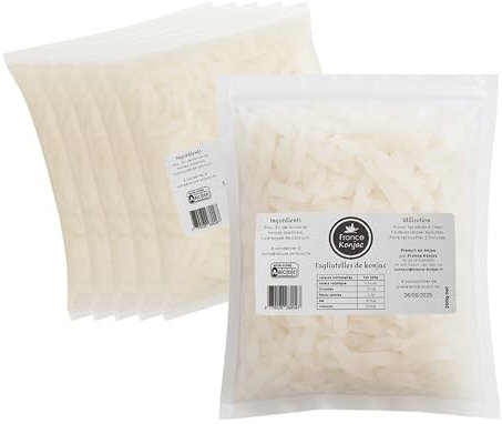 FRANCE-KONJAC Tagliatelles de Konjac 200g x 6 - Pâtes Hypocaloriques Sans Gluten, Riches en Fibres – Alternative Saine aux Pâtes Traditionnelles – Faciles à Préparer, Idéales pour Régime Minceur