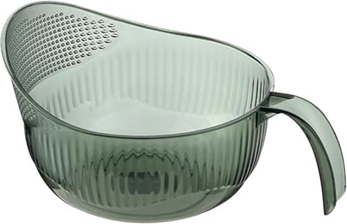 Rice Washer Strainer Bowl, Rice Rinser Strainer Multi-Functional Drain Basket, Kitchen Drainage Basket Funnel with Side Drainers for Cleaning Rice Fruits Kitchen Tool (Small-Grey)