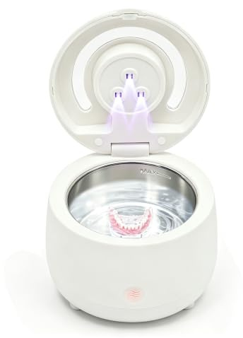 Ultraschallreinigungsgerät Ultraschallreiniger Ultrasonic Cleaner für Zahnschiene, Aligner, Zahnprothesen und Schmuck 3 Minuten One Touch Ultraschall Zahnersatz Reinigungsmaschine