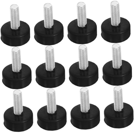 SHINEOFI 12 Verstellbare Nivellierfüße aus Gummi und Metall Schwarz Schwingungsdämpfend und Stoßabsorbierend für Maschinen und Tische