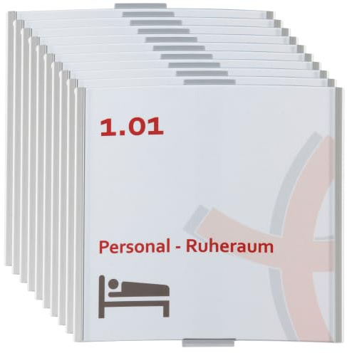 Lot de 10 Plaque de porte de bureau Frankfurt argent | 120x120mm | carré | aluminium | signalétique professionnelle