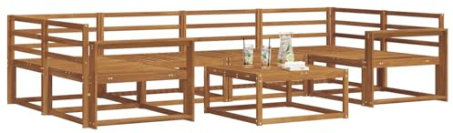 vidaXL Outdoor-Sofagarnitur 7 pcs Natur Massivholz Akazie, Modernes Outdoor-Sofaset, langlebige Gartenmöbel für Patio, Poolbereich, Hinterhof-Couch und modulares Sofa.