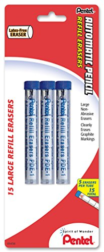 Pentel Nachfüll-Radierer für Bleistifte der Serie AL, Ax und PD, 5 Stück/Tube, 3 Stück