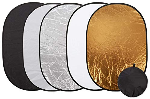 130x180cm 5-in-1 Light Reflector Photography Reflector, Studio Oval Diffuser Light Reflector with Carrying Case, Collapsible Multi Disc Reflector
