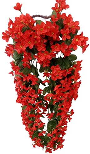 VORCOOL Hängenden Künstliche Blumen Veilchen Girlande Kranz Hochzeit Haus Dekoration (Rot)
